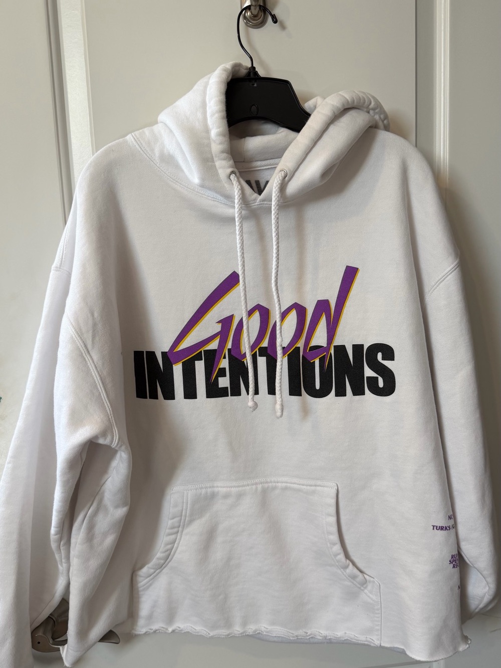 NAV Good Intentions White Graphic Hoodie - Men's Pullover Sweatshirt